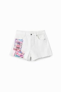 Denimshort met patch - WHITE - 36