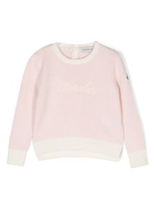 Moncler Enfant pull en laine à logo brodé - Rose