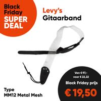 Levy's M12MM Metal Mesh Gitaarband Zwart/Zilver - Aanbieding, op = op
