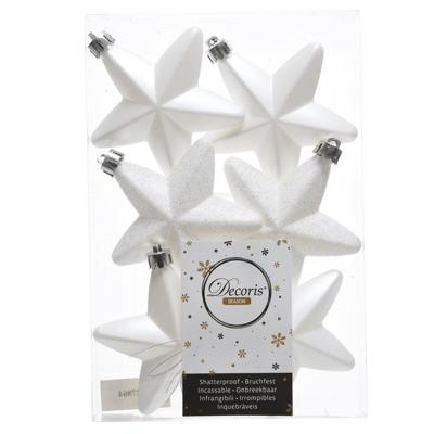 Decoris kersthanger sterren - 36x st - wit - 7 cm - kunststof - kerstornamenten Decoris kersthanger sterren - 36x st - wit - 7 cm - kunststof - kerstornamenten