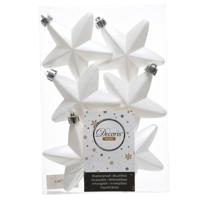 Decoris kersthanger sterren - 36x st - wit - 7 cm - kunststof - kerstornamenten