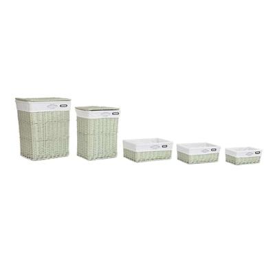 Veelzijdige mand DKD Home Decor Groen vlechtwerk 44 x 34 x 56 cm 5 Onderdelen