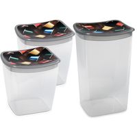 Set van 3x stuks Koffiecups bewaarbakjes 1.1 en 1.9 liter transparant/grijs plastic