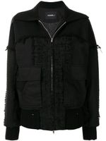 Goen.J veste bomber patchwork en tweed - Noir - thumbnail