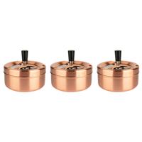 Draaiasbak - 3x stuks - rose goud - 13 cm - rond - drukasbak - draai asbak - stormasbak