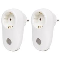Benson Stekker met lichtsensor - 2x stuks - wit - Stekkerlamp - Stopcontact