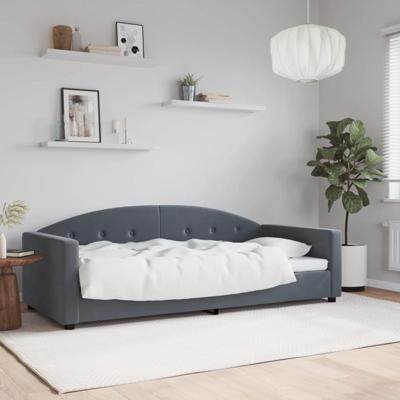 Slaapbank 90x190 cm fluweel donkergrijs