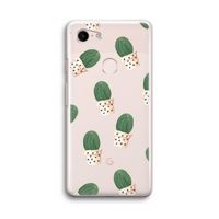 Cactusprint roze: Google Pixel 3 Transparant Hoesje