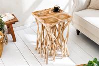Massief houten bijzettafel DRIFTWOOD 60 cm naturel teakhout vierkant in paaldesign - 44715