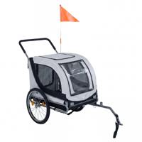 2-in-1 Fietskar voor Honden Opvouwbaar Frame met Zwenkbaar Voorwiel en 2 Luchtbanden Reflectoren Draagvermogen 80 kg