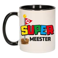 Cadeau koffie/thee mok voor Meester/mentor - zwart - super Meester - keramiek - 300 ml   -