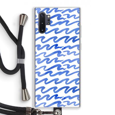 Blauwe golven: Samsung Galaxy Note 10 Plus Transparant Hoesje met koord