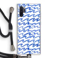 Blauwe golven: Samsung Galaxy Note 10 Plus Transparant Hoesje met koord