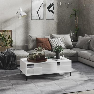 Salontafel 103,5x60x35 cm spaanplaat hoogglans wit