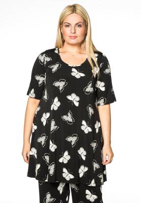 Yoek Tunic wide bot FARFALLE | Zwart | Maat M