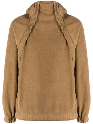 RANRA hoodie en velours côtelé à zips - Marron