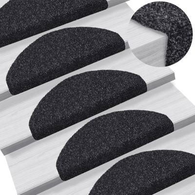 VidaXL Trapmatten zelfklevend 15 stuks 65x21x4 cm zwart halfrond groot