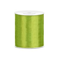 1x Satijnlint groen rol 10 cm x 25 meter cadeaulint verpakkingsmateriaal   -