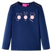 Kindershirt met lange mouwen dierenprint 116 marineblauw