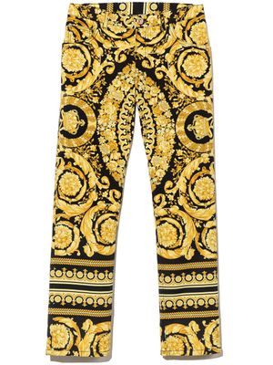Versace Kids jean droit à imprimé baroque - Noir