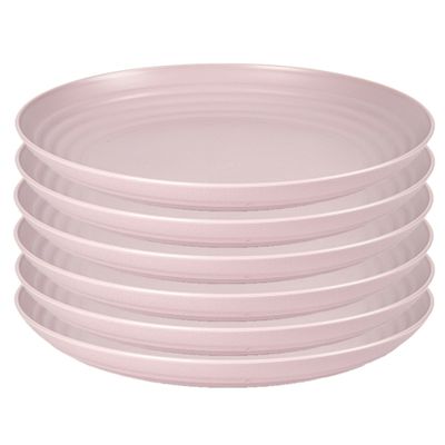 Rond bord/camping bord - 6x - D22 cm - lichtroze - kunststof - onbreekbaar