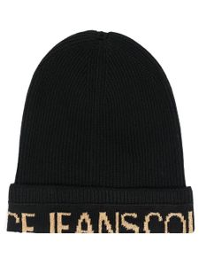 Versace Jeans Couture bonnet nervuré en laine mélangée - Noir