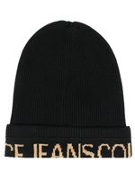 Versace Jeans Couture bonnet nervuré en laine mélangée - Noir - thumbnail