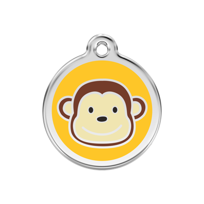 Monkey Yellow roestvrijstalen hondenpenning medium/gemiddeld dia. 3 cm - Reddingo
