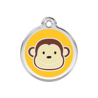 Monkey Yellow roestvrijstalen hondenpenning medium/gemiddeld dia. 3 cm - Reddingo