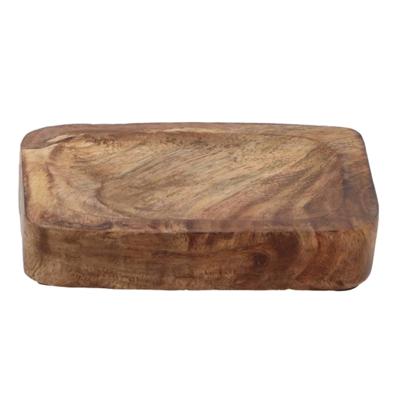 Schaaltje/houder voor amberblokjes/geurblokjes - mango hout - 13 x 10 x 3 cm