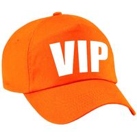 VIP pet / cap oranje met witte letters voor meisjes en jongens - Verkleedhoofddeksels