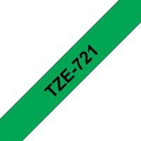 Labeltape Brother TZe, TZ TZe-721 Kunststof Tapekleur: Groen Tekstkleur:Zwart 9 mm 8 m