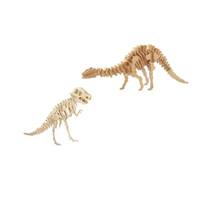 Houten 3D dino puzzel bouwpakket set - T-rex en Apatosaurus/langnek - speegoed - kinderen
