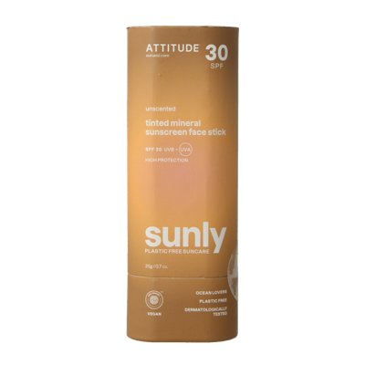 Attitude Sunly gezichtszonnebrandstick getint SPF30 20 Gram