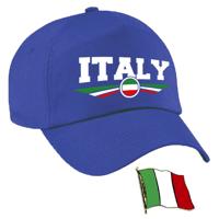 Italie supporters setje - baseballcap print blauw - colbert pin broche vlag - volwassenen