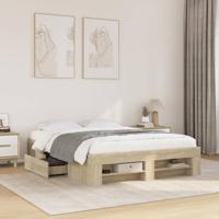 Bedframe bewerkt hout sonoma eikenkleurig 135x190 cm