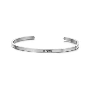 Key Moments 8KM-B00382 Stalen open bangle met tekst grad zirkonia one-size zilverkleurig