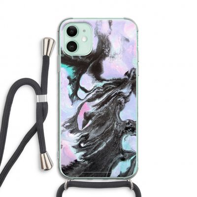 Pastel zwart: iPhone 11 Transparant Hoesje met koord