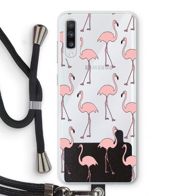 Anything Flamingoes: Samsung Galaxy A70 Transparant Hoesje met koord