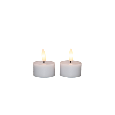 Theelicht led 3d vlam op batterij met timer 2 stuks d4h5 cm wit - Annas collection