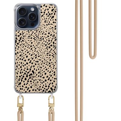 iPhone 15 Pro Max hoesje met beige koord - Spot on