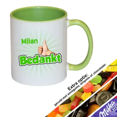 Bedankt mok met naam (groen)