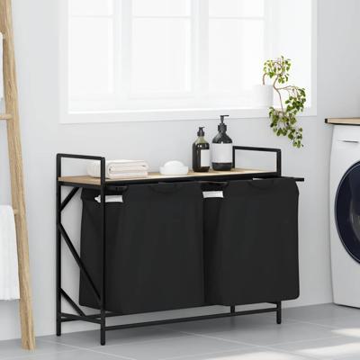Wasmand 2 vakken met plank sonoma eikenkleurig