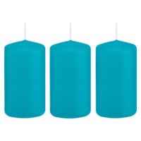 5x Turquoise blauwe cilinderkaarsen/stompkaarsen 5 x 10 cm 23 branduren