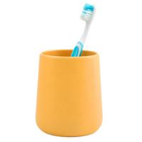 Badkamer beker / tandenborstelhouder Earth Serie - Keramiek - geel - 8 x 10 cm