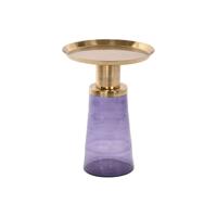 Bijzettafel DKD Home Decor 37 x 37 x 50 cm Kristal Blauw Gouden Ijzer