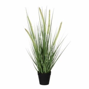 Groene Dogtail siergras kunstplanten H53 x D30 cm met zwarte pot   -