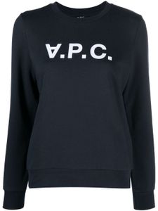 A.P.C. sweat en coton à logo imprimé - Bleu