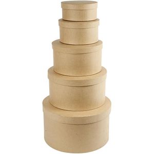 2x stuks ronde bruine hobby opslag doos/dozen 15 cm