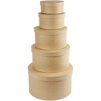 2x stuks ronde bruine hobby opslag doos/dozen 15 cm